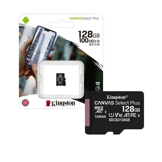 Picture of Atminties kortele, microSD Kingston, 128GB Class 10                                                                                                   